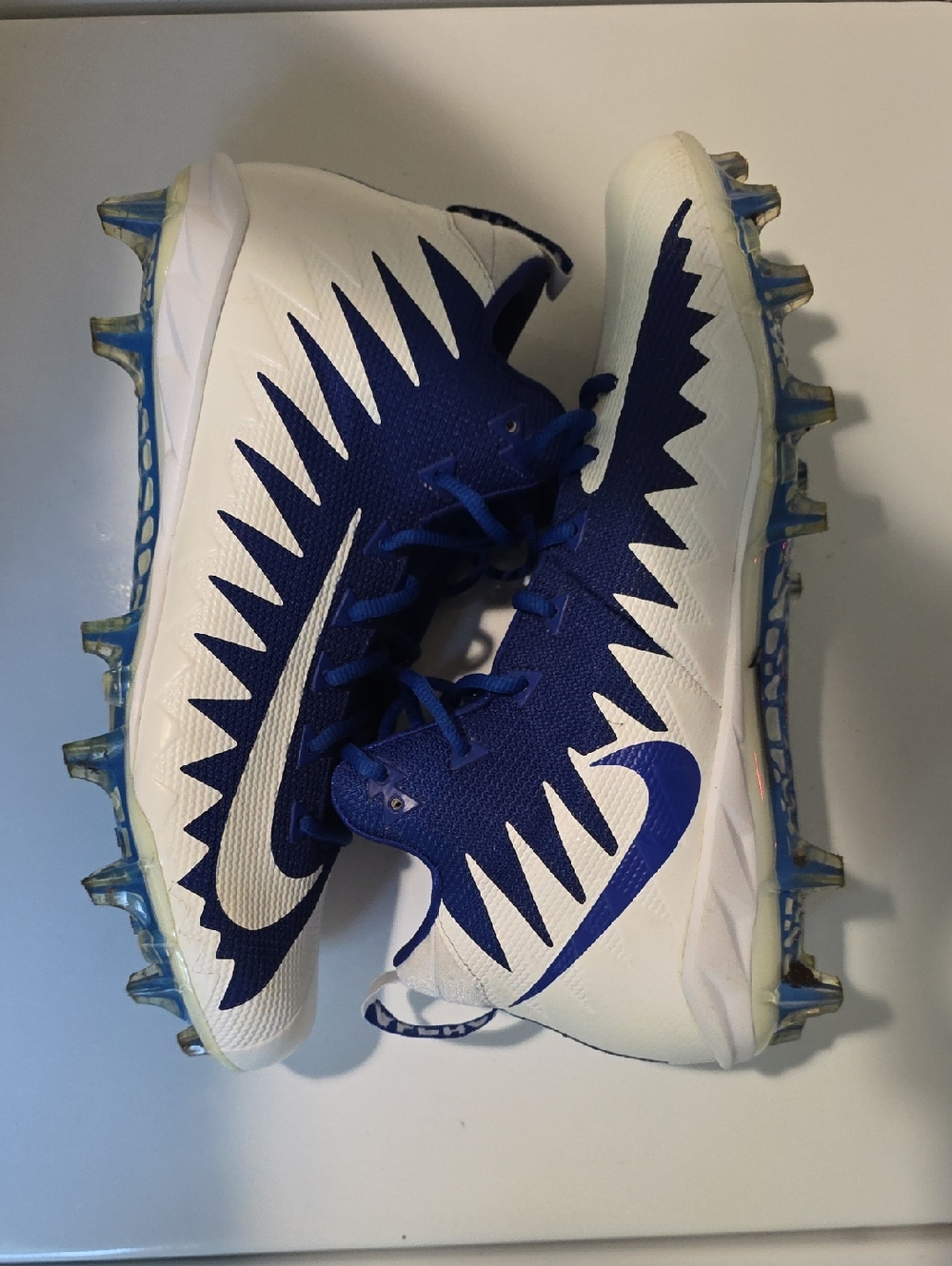 Nike Mens White and Royal Blue Football Cleats Dallas Cowboys